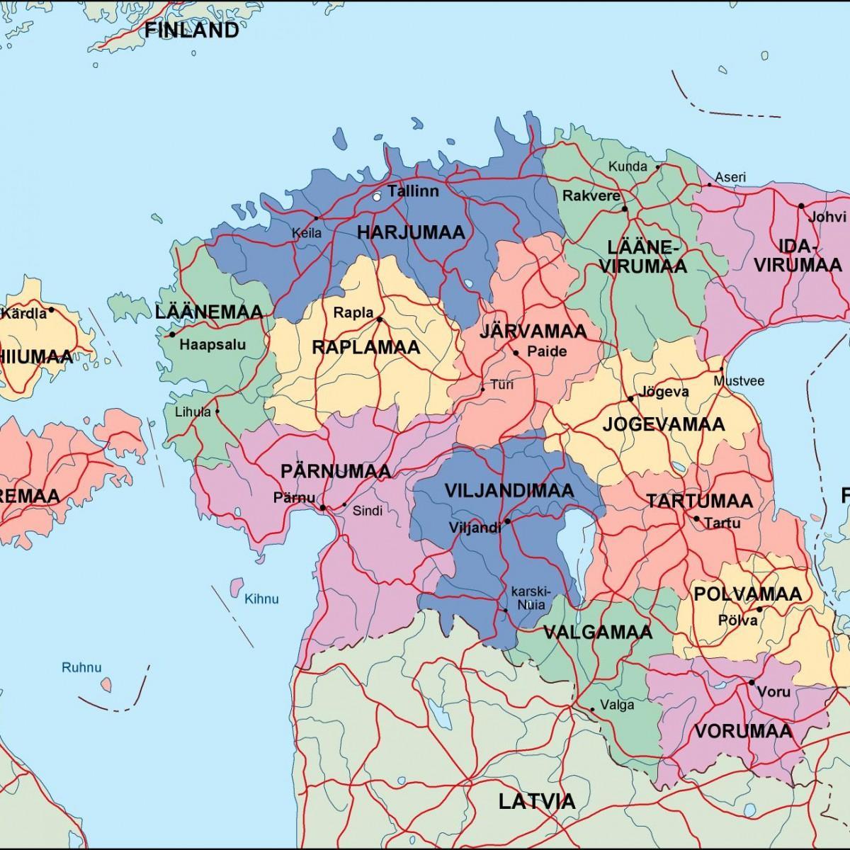 карта Естоније политичке