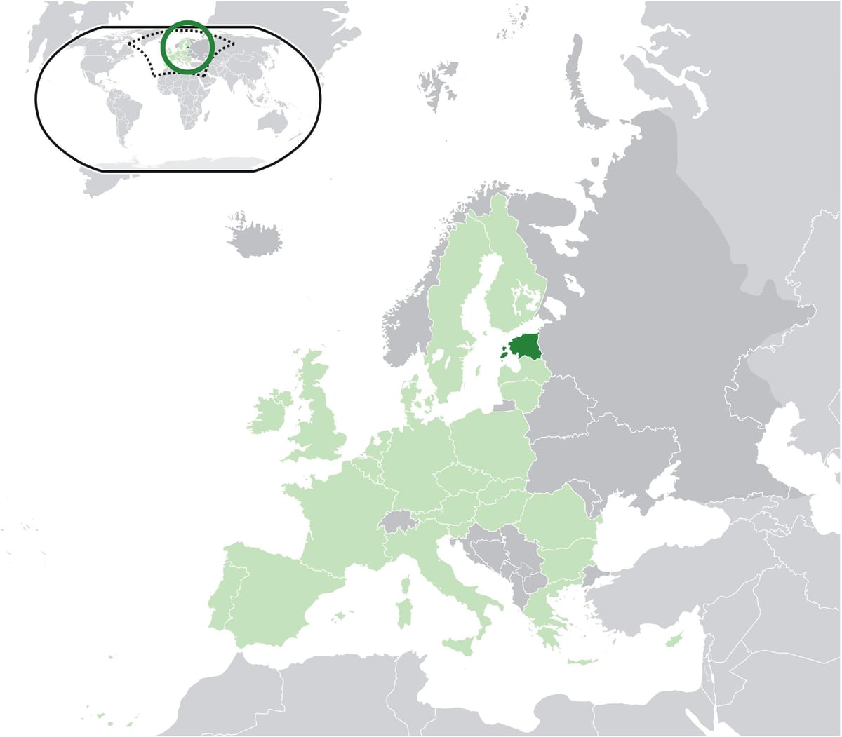Естонија на мапи Европе