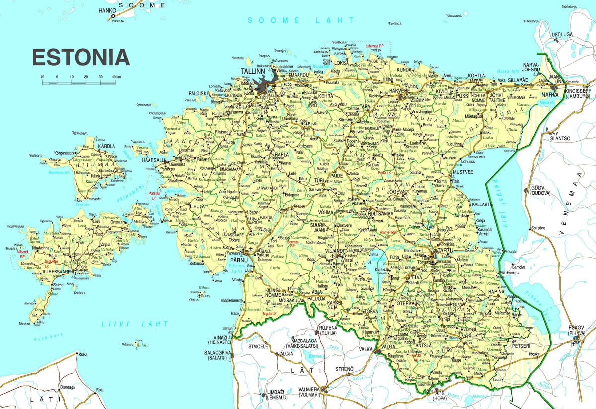 карта Естоније путу
