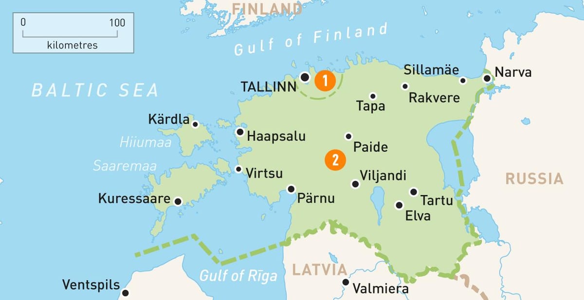 карта Естонији